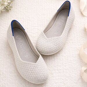 Rothy’s The Flat Honeycomb Knit Ballet Flat Salt Gray Size 6.5